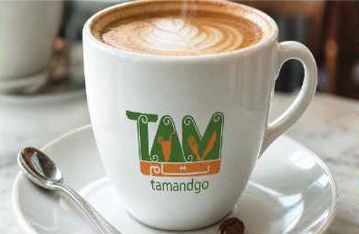 A cappuccino served in a TAM cup