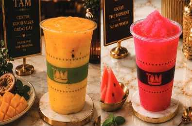 Fresh mango and watermelon drinks from the TAM menu
